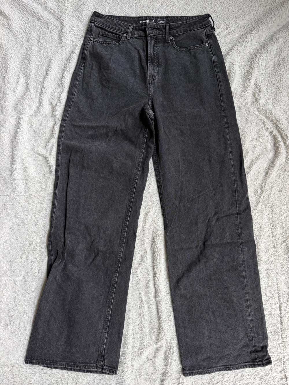 Old Navy Extra High Sky-Hi Wide-Leg Black Jeans - 10 TALL